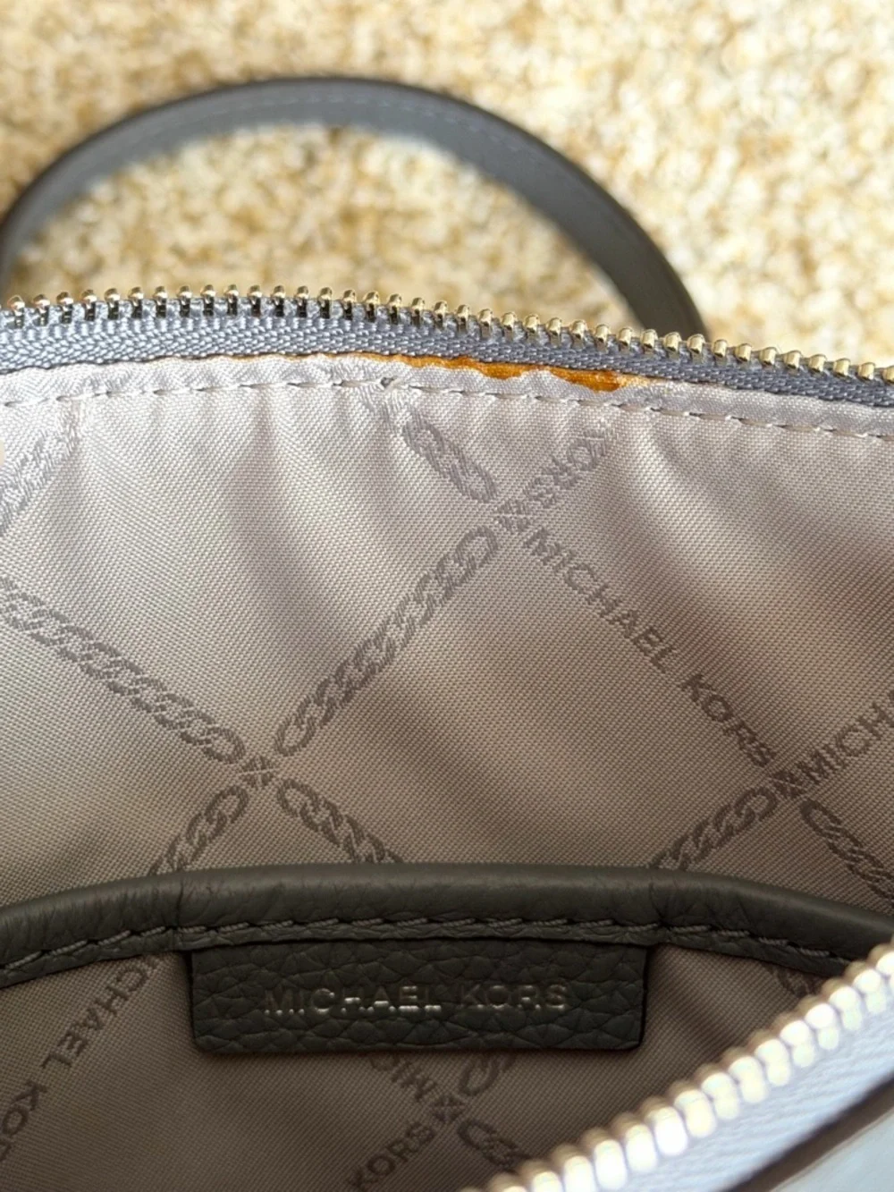 Michael Kors Jet Set North South Charm Leather Crossbody Bag Grey Flat
